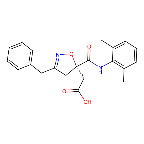 2-[(5S)-3-benzyl-5-[(2,6-dimethylphenyl)carbamoyl]-4H-1,2-oxazol-5-yl]acetic Acid structure