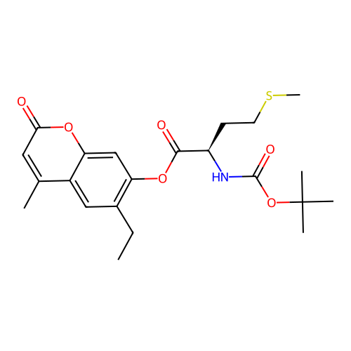 6-ethyl-4-methyl-2-oxo-2H-chromen-7-yl N-(tert-butoxycarbonyl)-D-methioninate structure