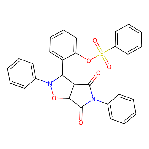 2-(4,6-dioxo-2,5-diphenylhexahydro-2H-pyrrolo[3,4-d]isoxazol-3-yl)phenyl benzenesulfonate structure