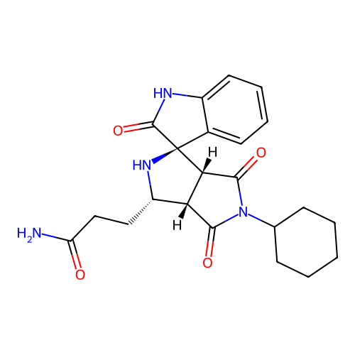 3-((1'R,3'S,3a'S,6a'R)-5'-cyclohexyl-2,4',6'-trioxo-3',3a',4',5',6',6a'-hexahydro-2'H-spiro[indoline-3,1'-pyrrolo[3,4-c]pyrrol]-3'-yl)propanamide structure