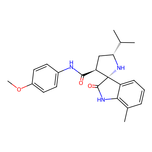(2'R,3'S,5'R)-5'-isopropyl-N-(4-methoxyphenyl)-7-methyl-2-oxospiro[indoline-3,2'-pyrrolidine]-3'-carboxamide structure