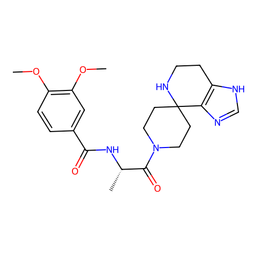 (S)-3,4-dimethoxy-N-(1-oxo-1-(1,5,6,7-tetrahydrospiro[imidazo[4,5-c]pyridine-4,4'-piperidin]-1'-yl)propan-2-yl)benzamide structure