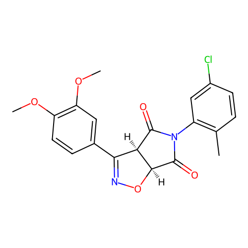 (3aR,6aS)-5-(5-chloro-2-methylphenyl)-3-(3,4-dimethoxyphenyl)-3a,6a-dihydropyrrolo[3,4-d][1,2]oxazole-4,6-dione structure