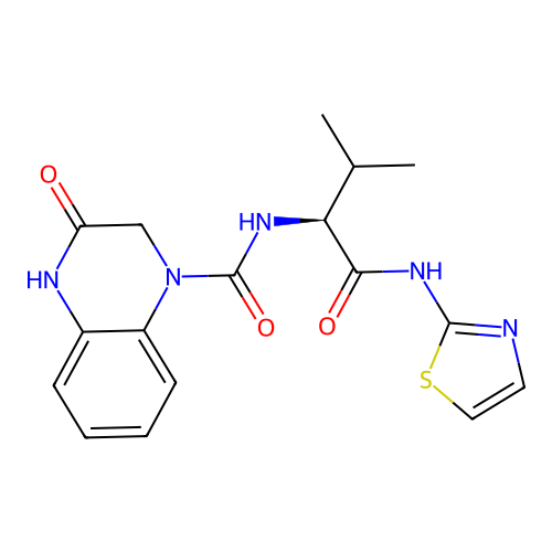 (S)-N-(3-methyl-1-oxo-1-(thiazol-2-ylamino)butan-2-yl)-3-oxo-3,4-dihydroquinoxaline-1(2H)-carboxamide structure