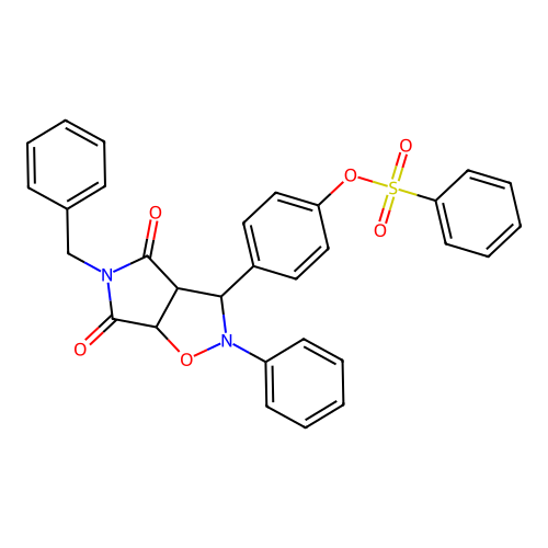 [4-(5-benzyl-4,6-dioxo-2-phenyl-3a,6a-dihydro-3H-pyrrolo[3,4-d][1,2]oxazol-3-yl)phenyl] benzenesulfonate structure