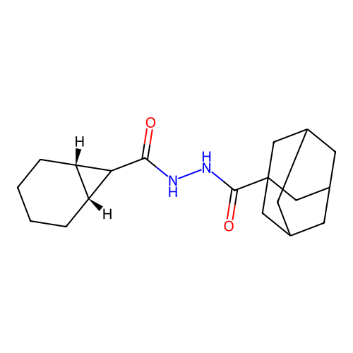 N'-[(1R,6S)-bicyclo[4.1.0]heptane-7-carbonyl]adamantane-1-carbohydrazide structure