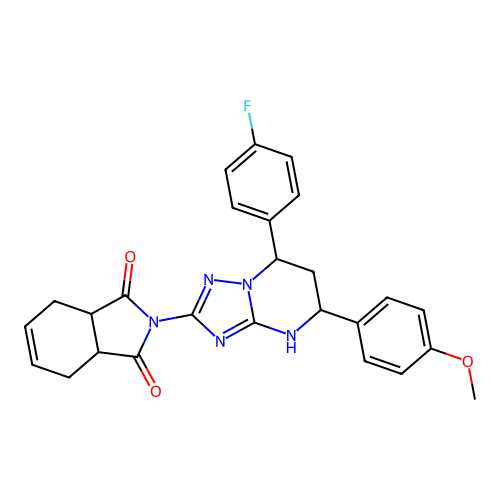 2-(7-(4-fluorophenyl)-5-(4-methoxyphenyl)-4,5,6,7-tetrahydro-[1,2,4]triazolo[1,5-a]pyrimidin-2-yl)-3a,4,7,7a-tetrahydro-1H-isoindole-1,3(2H)-dione structure