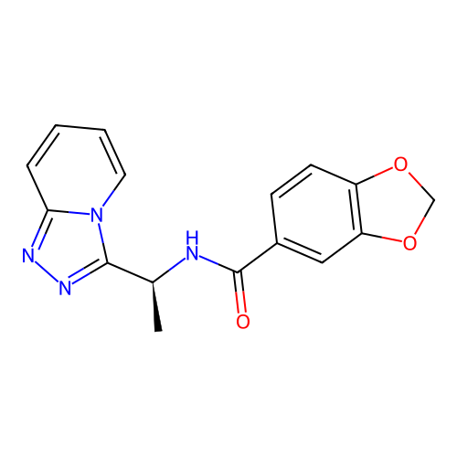 N-[(1S)-1-([1,2,4]triazolo[4,3-a]pyridin-3-yl)ethyl]-1,3-benzodioxole-5-carboxamide structure