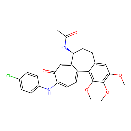 (S)-N-(10-((4-chlorophenyl)amino)-1,2,3-trimethoxy-9-oxo-5,6,7,9-tetrahydrobenzo[a]heptalen-7-yl)acetamide structure