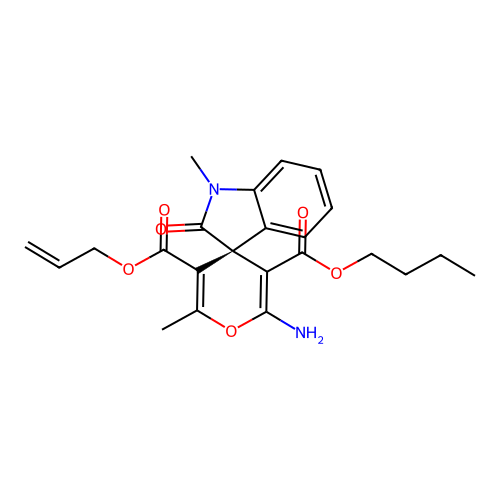 (S)-5'-allyl 3'-butyl 2'-amino-1,6'-dimethyl-2-oxospiro[indoline-3,4'-pyran]-3',5'-dicarboxylate structure