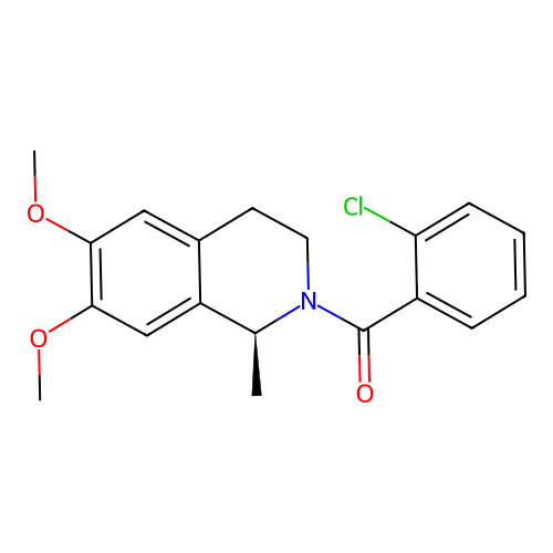(2-chlorophenyl)-[(1S)-6,7-dimethoxy-1-methyl-3,4-dihydro-1H-isoquinolin-2-yl]methanone structure