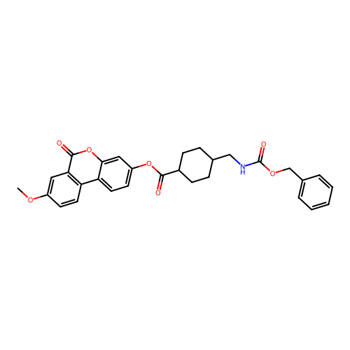(1r,4r)-8-methoxy-6-oxo-6H-benzo[c]chromen-3-yl 4-((((benzyloxy)carbonyl)amino)methyl)cyclohexanecarboxylate structure