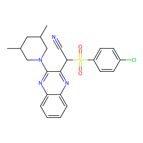 [(4-chlorophenyl)sulfonyl][3-(3,5-dimethylpiperidin-1-yl)quinoxalin-2-yl]acetonitrile structure