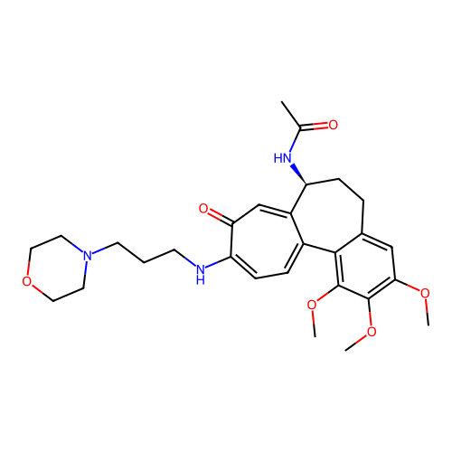 (S)-N-(1,2,3-trimethoxy-10-((3-morpholinopropyl)amino)-9-oxo-5,6,7,9-tetrahydrobenzo[a]heptalen-7-yl)acetamide structure