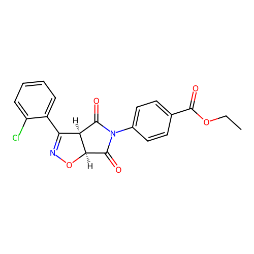 ethyl 4-((3aR,6aS)-3-(2-chlorophenyl)-4,6-dioxo-6,6a-dihydro-3aH-pyrrolo[3,4-d]isoxazol-5(4H)-yl)benzoate structure