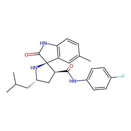 (2'R,3'S,5'S)-N-(4-fluorophenyl)-5'-isobutyl-5-methyl-2-oxospiro[indoline-3,2'-pyrrolidine]-3'-carboxamide structure