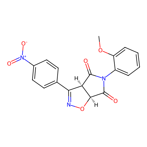 (3aR,6aS)-5-(2-methoxyphenyl)-3-(4-nitrophenyl)-3a,6a-dihydropyrrolo[3,4-d][1,2]oxazole-4,6-dione structure