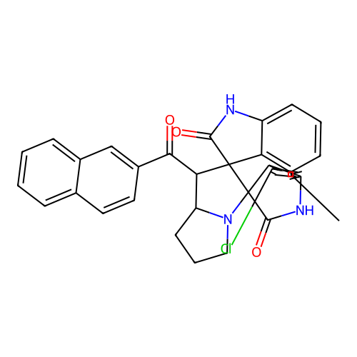 5''-chloro-7''-methyl-1'-[(naphthalen-2-yl)carbonyl]-1,1'',2,2'',5',6',7',7'a-octahydro-1'H-dispiro[indole-3,2'-pyrrolizine-3',3''-indole]-2,2''-dione structure