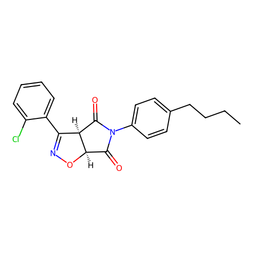 (3aR,6aS)-5-(4-butylphenyl)-3-(2-chlorophenyl)-3a,6a-dihydropyrrolo[3,4-d][1,2]oxazole-4,6-dione structure