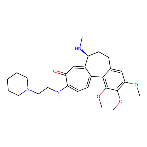 (7S)-1,2,3-trimethoxy-7-(methylamino)-10-(2-piperidin-1-ylethylamino)-6,7-dihydro-5H-benzo[a]heptalen-9-one structure