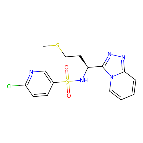 (S)-N-(1-([1,2,4]triazolo[4,3-a]pyridin-3-yl)-3-(methylthio)propyl)-6-chloropyridine-3-sulfonamide structure