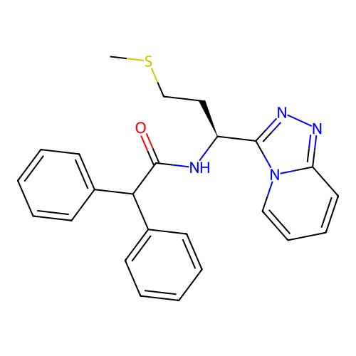 (S)-N-(1-([1,2,4]triazolo[4,3-a]pyridin-3-yl)-3-(methylthio)propyl)-2,2-diphenylacetamide structure