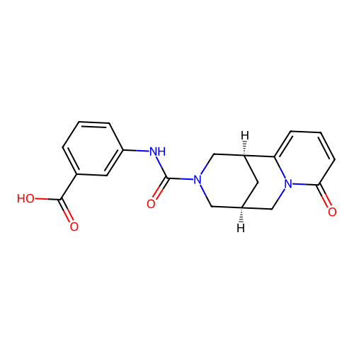 3-((1R,5R)-8-oxo-2,3,4,5,6,8-hexahydro-1H-1,5-methanopyrido[1,2-a][1,5]diazocine-3-carboxamido)benzoic acid structure