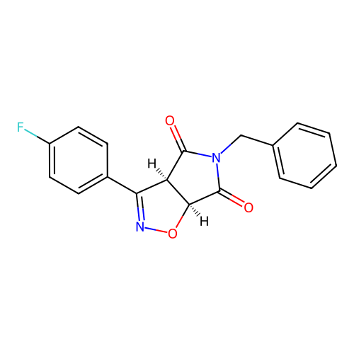 (3aR,6aS)-5-Benzyl-3-(4-fluoro-phenyl)-3a,6a-dihydro-pyrrolo[3,4-d]isoxazole-4,6-dione structure