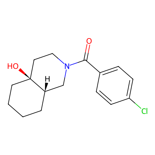 (4-chlorophenyl)((4aS,8aS)-4a-hydroxyoctahydroisoquinolin-2(1H)-yl)methanone structure