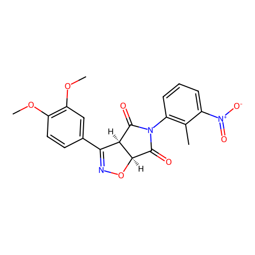 (3aR,6aS)-3-(3,4-dimethoxyphenyl)-5-(2-methyl-3-nitrophenyl)-3a,6a-dihydropyrrolo[3,4-d][1,2]oxazole-4,6-dione structure