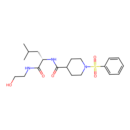 N-(2-hydroxyethyl)-N~2~-{[1-(phenylsulfonyl)piperidin-4-yl]carbonyl}-L-leucinamide structure