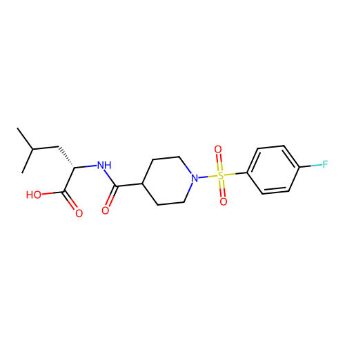 N-({1-[(4-fluorophenyl)sulfonyl]piperidin-4-yl}carbonyl)-L-leucine structure