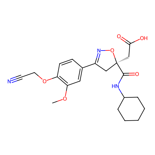 (S)-2-(3-(4-(cyanomethoxy)-3-methoxyphenyl)-5-(cyclohexylcarbamoyl)-4,5-dihydroisoxazol-5-yl)acetic acid structure