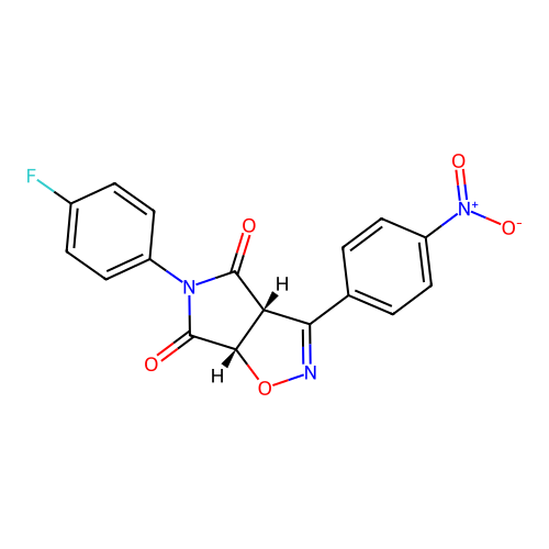 (3aR,6aS)-5-(4-fluorophenyl)-3-(4-nitrophenyl)-3a,6a-dihydropyrrolo[3,4-d][1,2]oxazole-4,6-dione structure