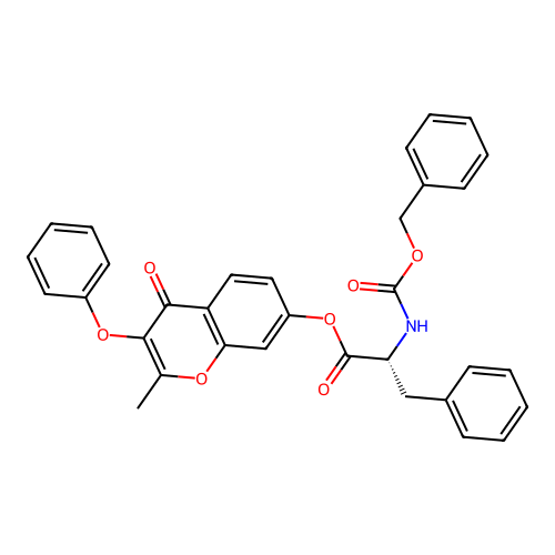 2-methyl-4-oxo-3-phenoxy-4H-chromen-7-yl N-[(benzyloxy)carbonyl]-D-phenylalaninate structure