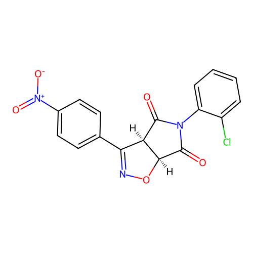 (3aR,6aS)-5-(2-chlorophenyl)-3-(4-nitrophenyl)-3a,6a-dihydropyrrolo[3,4-d][1,2]oxazole-4,6-dione structure
