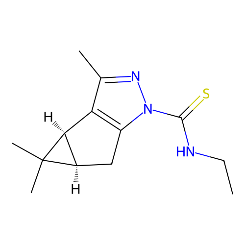 (3bS,4aR)-N-ethyl-3,4,4-trimethyl-3b,4,4a,5-tetrahydro-1H-cyclopropa[3,4]cyclopenta[1,2-c]pyrazole-1-carbothioamide structure