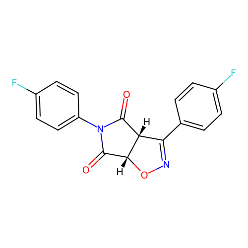 (3aR,6aS)-3,5-bis(4-fluorophenyl)-3aH-pyrrolo[3,4-d]isoxazole-4,6(5H,6aH)-dione structure