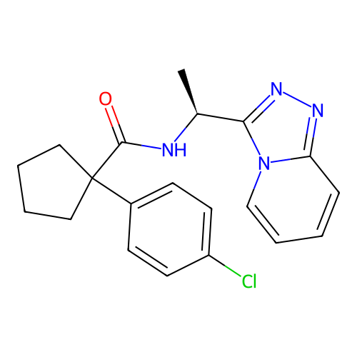 (S)-N-(1-([1,2,4]triazolo[4,3-a]pyridin-3-yl)ethyl)-1-(4-chlorophenyl)cyclopentanecarboxamide structure