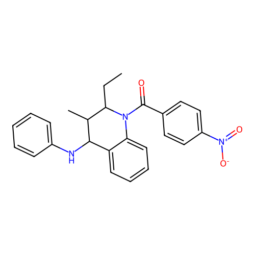 (2-ethyl-3-methyl-4-(phenylamino)-3,4-dihydroquinolin-1(2H)-yl)(4-nitrophenyl)methanone structure