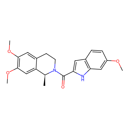 (S)-(6,7-dimethoxy-1-methyl-3,4-dihydroisoquinolin-2(1H)-yl)(6-methoxy-1H-indol-2-yl)methanone structure