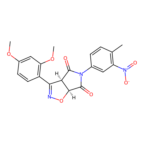 (3aR,6aS)-3-(2,4-dimethoxyphenyl)-5-(4-methyl-3-nitrophenyl)-3a,6a-dihydropyrrolo[3,4-d][1,2]oxazole-4,6-dione structure