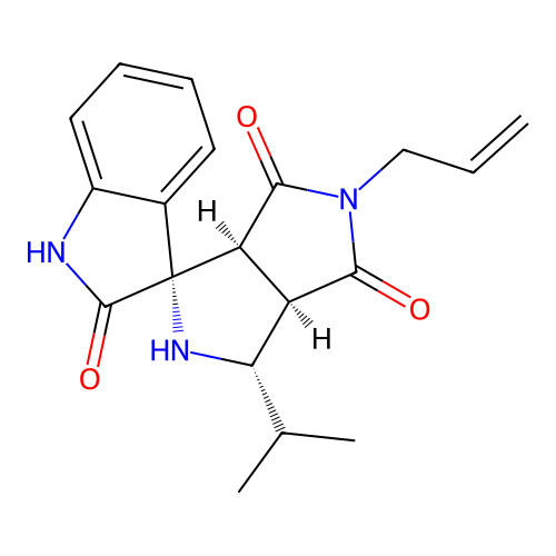 (1'S,3'S,3a'R,6a'S)-5'-allyl-3'-isopropyl-3',3a'-dihydro-2'H-spiro[indoline-3,1'-pyrrolo[3,4-c]pyrrole]-2,4',6'(5'H,6a'H)-trione structure