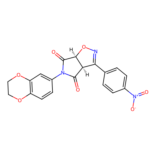 (3aR,6aS)-5-(2,3-dihydro-1,4-benzodioxin-6-yl)-3-(4-nitrophenyl)-3a,6a-dihydropyrrolo[3,4-d][1,2]oxazole-4,6-dione structure