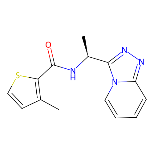 3-methyl-N-[(1S)-1-([1,2,4]triazolo[4,3-a]pyridin-3-yl)ethyl]thiophene-2-carboxamide structure