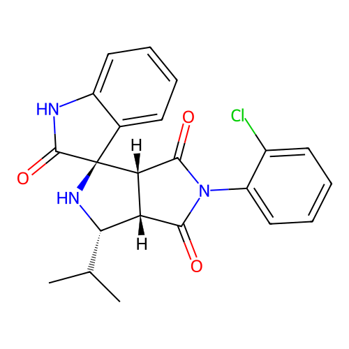 (1'R,3'S,3a'S,6a'R)-5'-(2-chlorophenyl)-3'-isopropyl-3',3a'-dihydro-2'H-spiro[indoline-3,1'-pyrrolo[3,4-c]pyrrole]-2,4',6'(5'H,6a'H)-trione structure