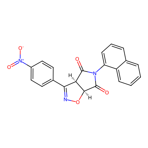 (3aR,6aS)-5-(naphthalen-1-yl)-3-(4-nitrophenyl)-3aH-pyrrolo[3,4-d]isoxazole-4,6(5H,6aH)-dione structure