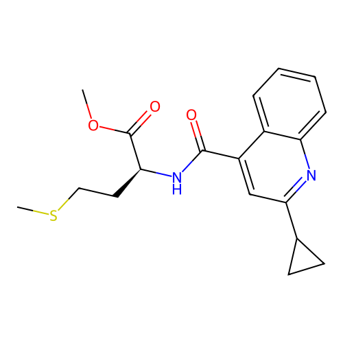 methyl N-[(2-cyclopropylquinolin-4-yl)carbonyl]-L-methioninate structure