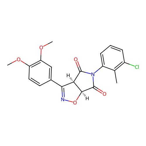 (3aR,6aS)-5-(3-chloro-2-methylphenyl)-3-(3,4-dimethoxyphenyl)-3a,6a-dihydropyrrolo[3,4-d][1,2]oxazole-4,6-dione structure