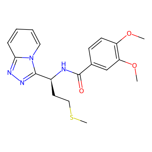 (S)-N-(1-([1,2,4]triazolo[4,3-a]pyridin-3-yl)-3-(methylthio)propyl)-3,4-dimethoxybenzamide structure